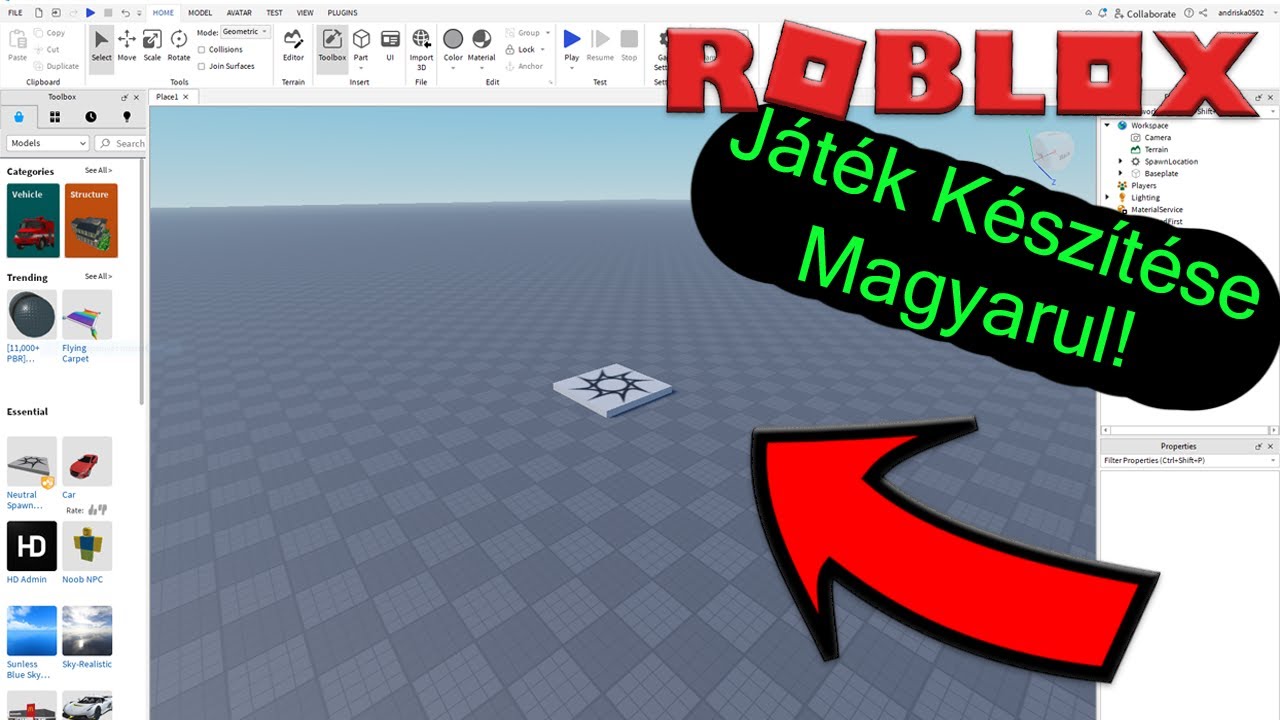 Roblox Studio Tutorial Magyarul!