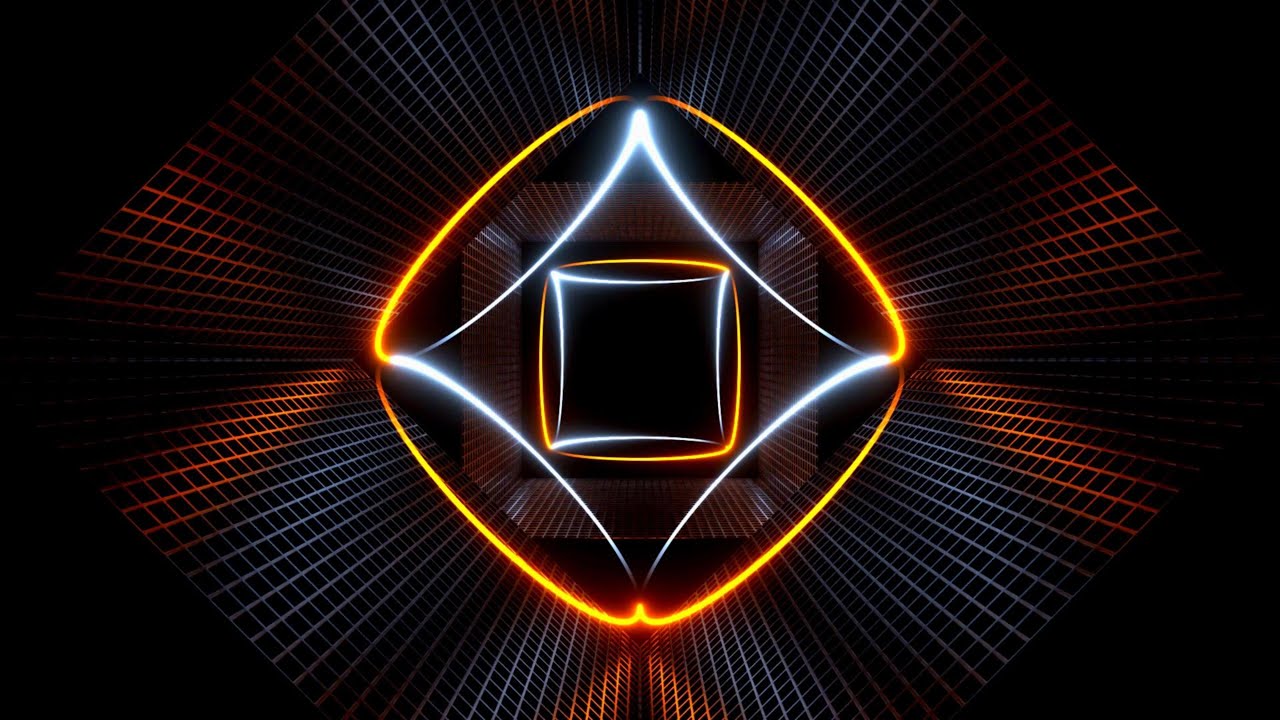 🔷 Заставка 4K – Бело-Оранжевое Неоновое Ядро – Футуристический VJ (Без Звука) ✨