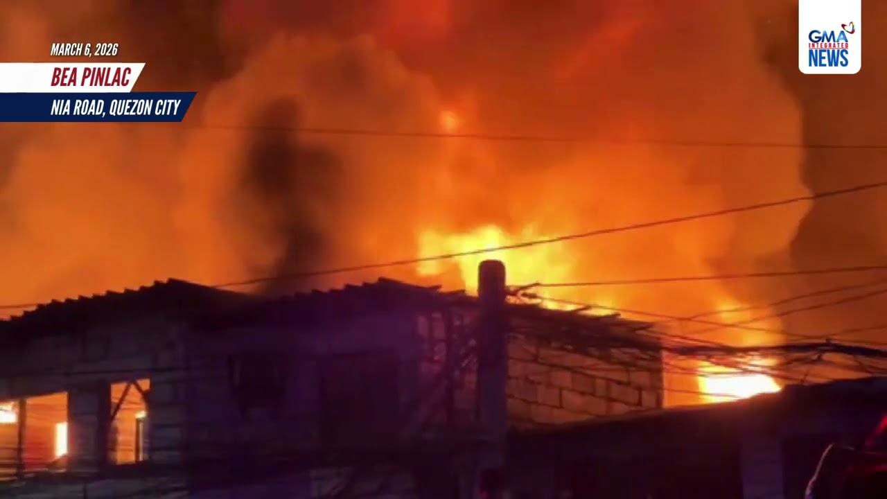 Sunog na sumiklab sa NIA Road, Brgy. Pinyahan, Quezon City, itinaas na sa... | GMA Integrated News