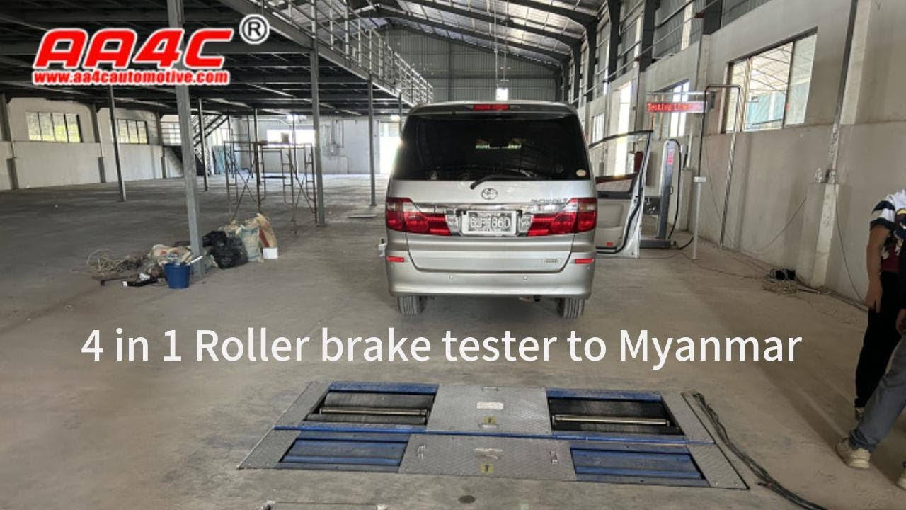 AA4C 4 in 1 roller brake tester in Myanmar( single plate side slip, suspension, axle load)