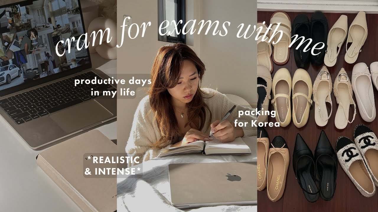 STUDY VLOG 📖 productive days in my life, cramming for exams, packing for korea, trip with Sulwhasoo