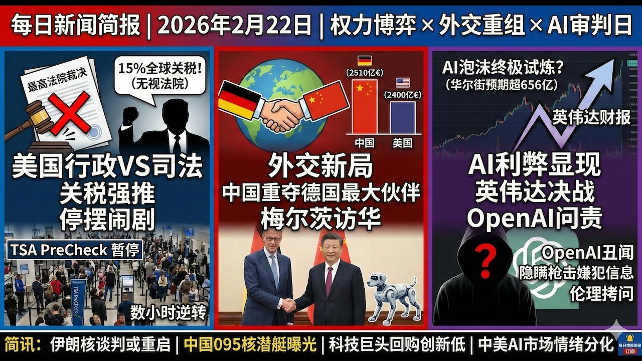 震撼！特朗普无视法院宣布15%全球关税｜快速通关暂停引恐慌数小时后紧急恢复｜OpenAI被曝8个月前知道枪手却不报警·8死25伤｜中国核潜艇卫星照首曝光