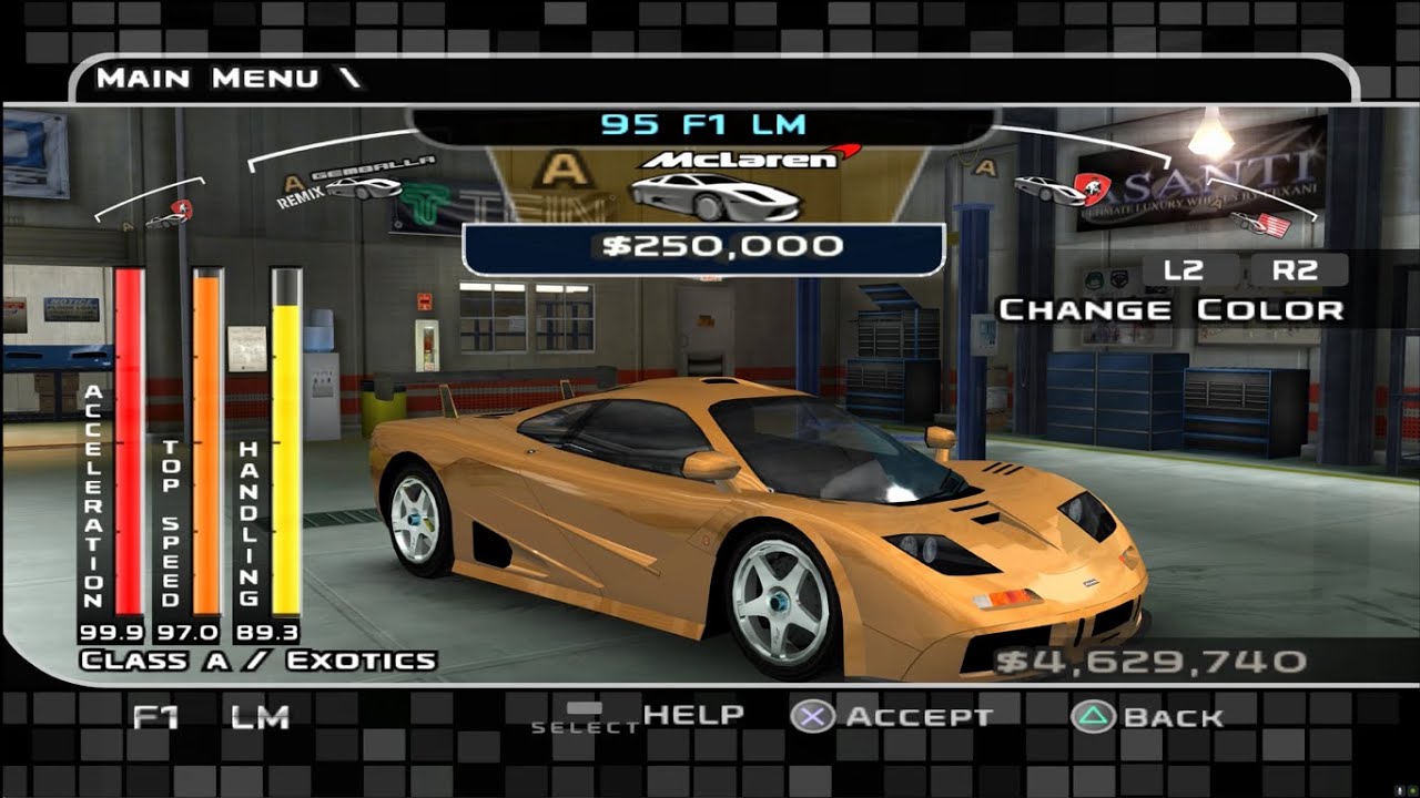 MIDNIGHT CLUB 3 ALL VEHICLES (CARS AND MOTORCYCLES) AT 4K 60FPS [PCSX2 1.6.0]