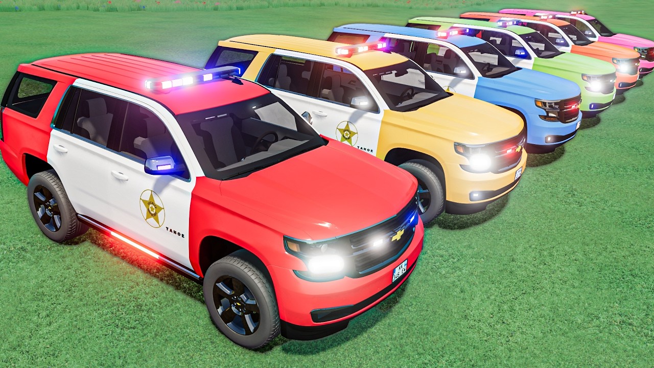 TRANSPORTING ALL COLORS POLICE CARS TO GIANT PIT ! FS22