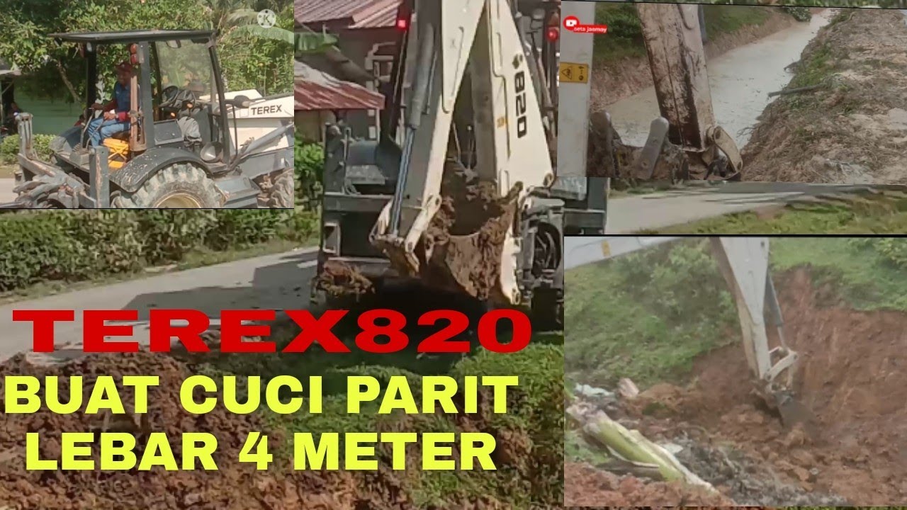TEREX 820,buat/cuci parit lebar 4 meter, mantul ( mantap betul) 😁😁😁