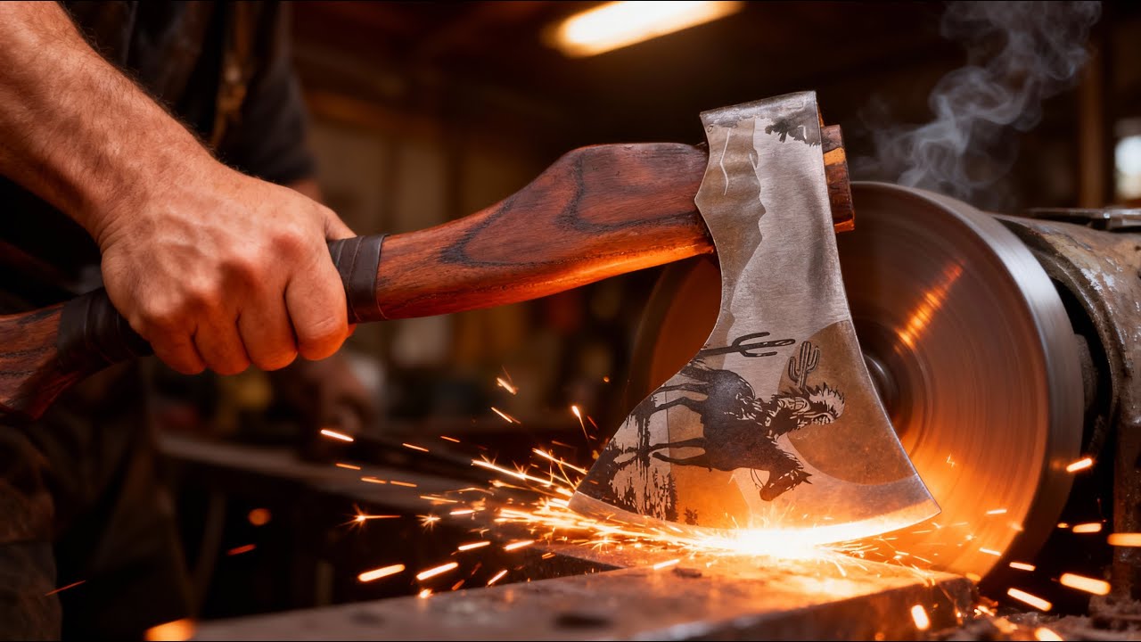 From Simple Axe to Western Masterpiece | Cowboy Style Engraving
