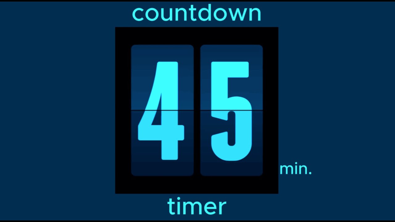 45 min countdown timer / electric blue design • flip timer • no music • only bell / productivity