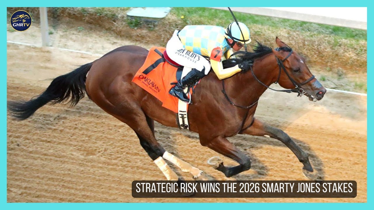 STRATEGIC RISK выигрывает скачки Smarty Jones Stakes с призовым фондом 250 000 долларов на ипподр...