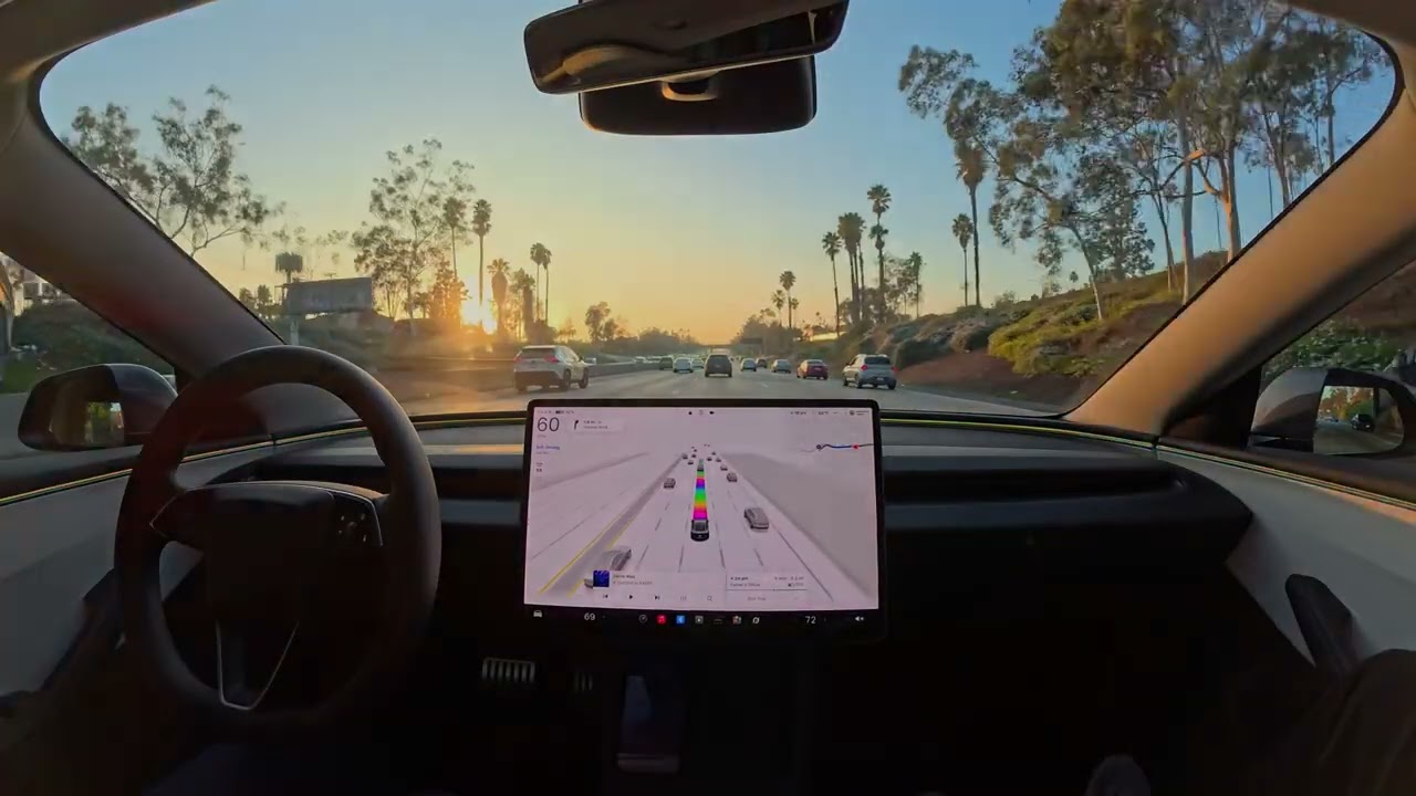 Покидаем автосалон в Лос-Анджелесе на Self-Driving 14.2.1 вместе с отцом