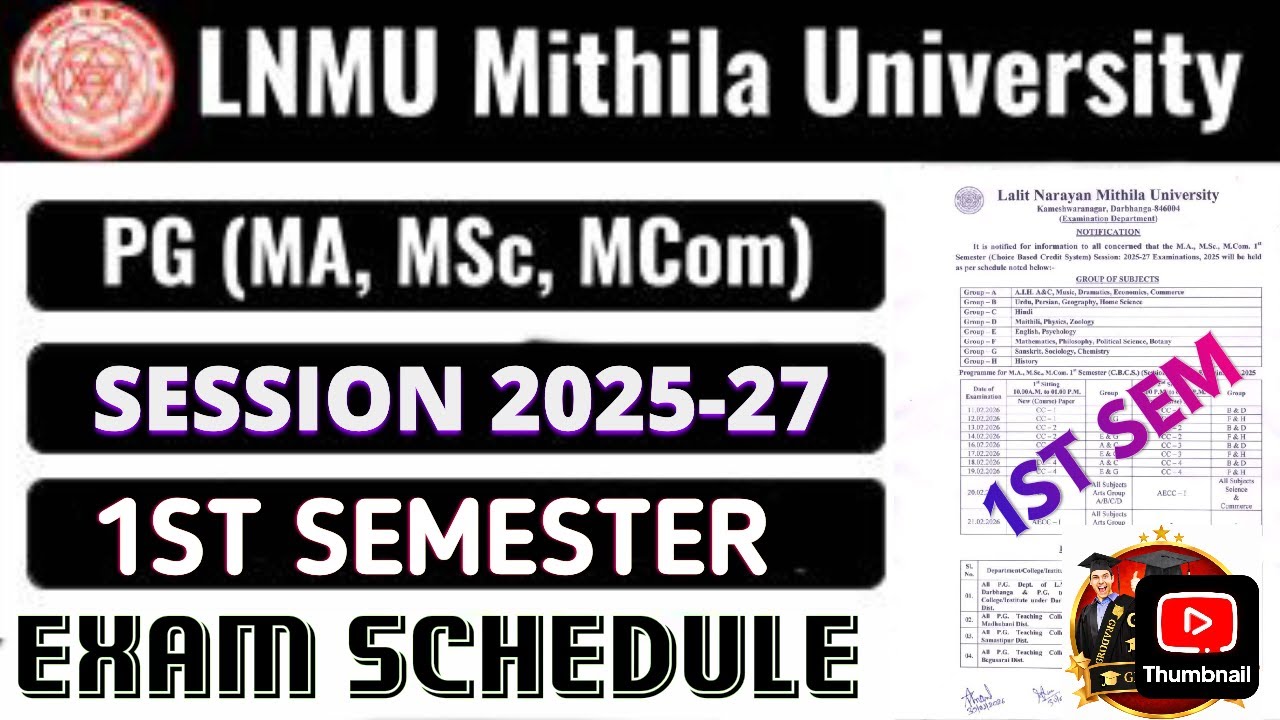 M.A/M.SC/M.COM SESSION 2025-27 1ST SEMESTER EXAMINATION PROGRAMME RELEASED BY LNMU UNIVERSITY. #lnmu