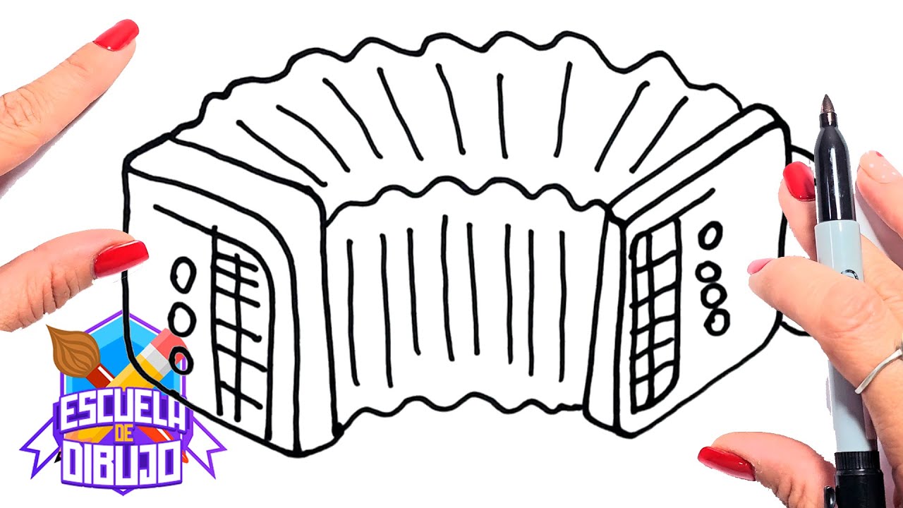 ¿Cómo Dibujar un ACORDEÓN? 🪕🎵 Dibujo de un ACORDEÓN Paso a Paso 🎼