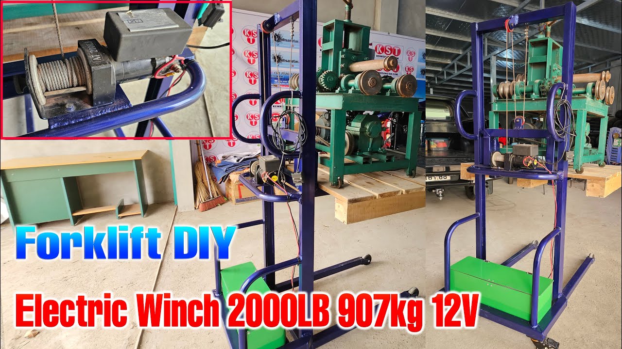 Upgrade Forklift DIY Using Electric Winch 2000LB 907kg 12V 60Ah