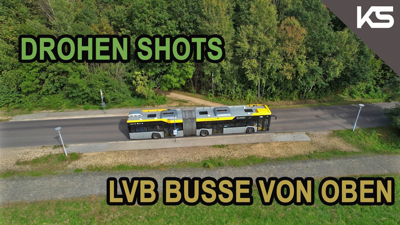 Löwe und Dackel von oben # Drohnenflug von MAN und Solaris Bussen der LVB