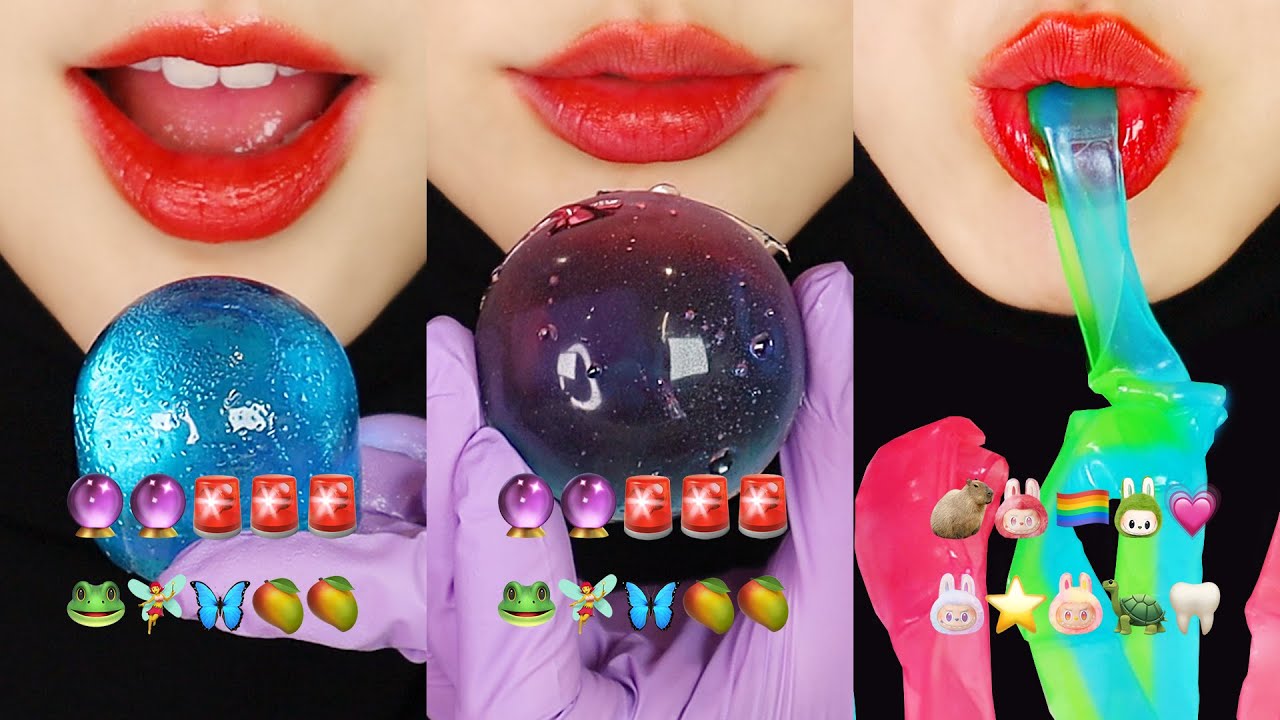 4MINS VERTICAL VIDEO ASMR GLASS JELLY ASMR 🔮 UNDRIED KOHAKUTO ASMR FRUITS JELLY ASMR
