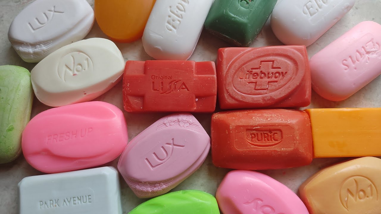 ASMR Soap Cutting Satisfying Relaxing Tickling Sounds Glitter Soap Carving Semi Dry Soap Crumble