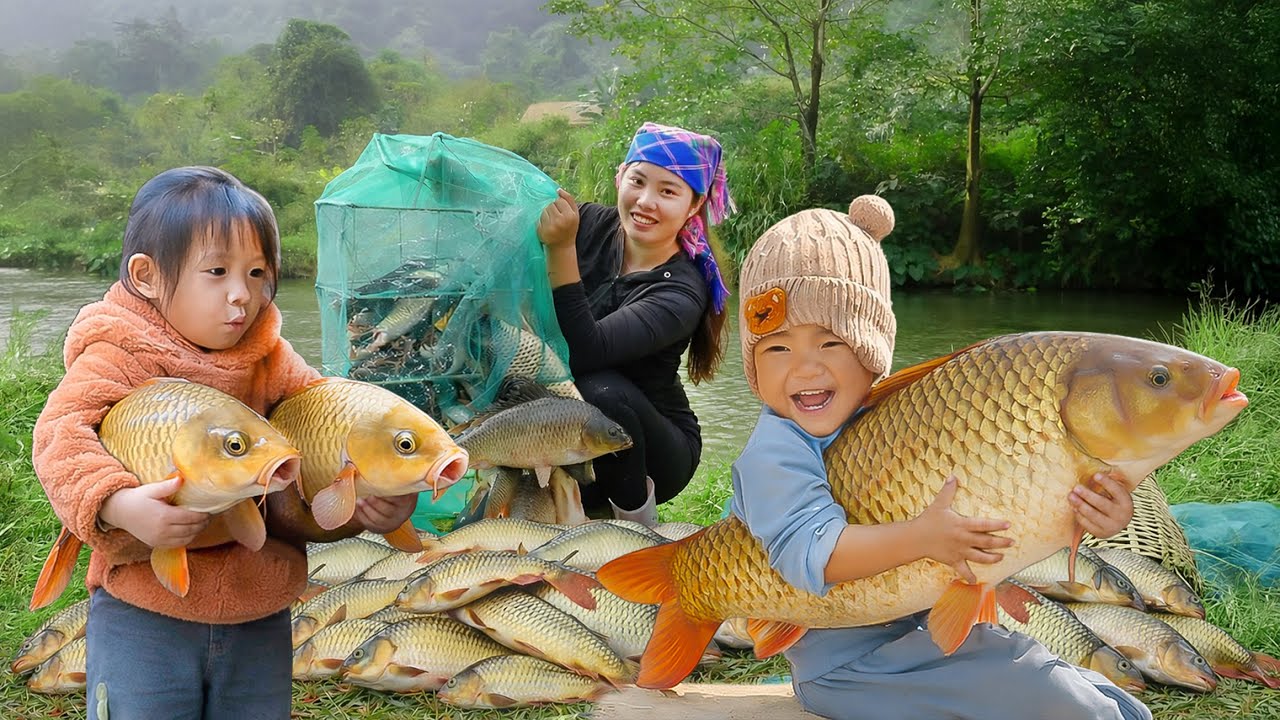Clean Wild Stream Fish- Catching to Sell | Perfect Fishing Day of Chuc Duong Family | Village Life