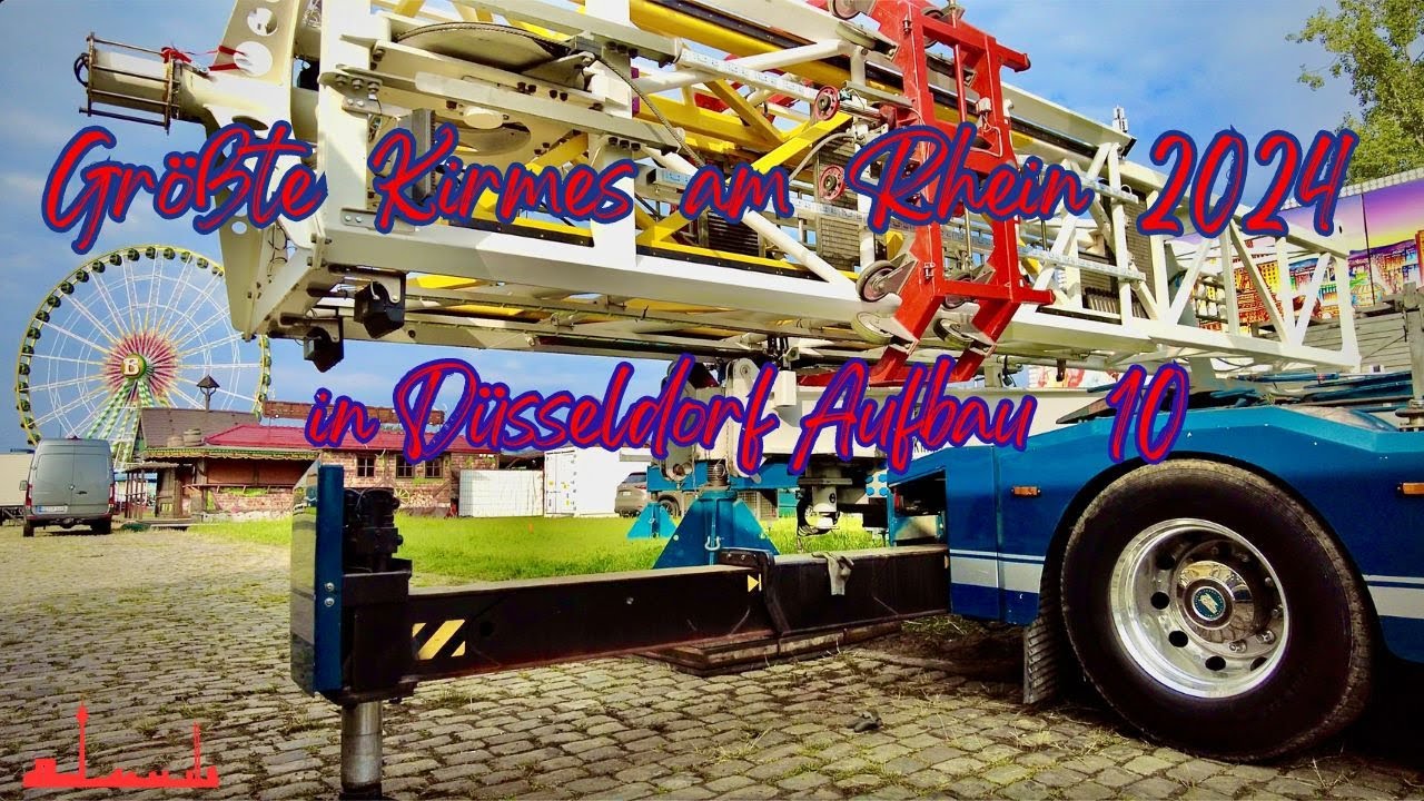 Größte Kirmes am Rhein 2024 in Düsseldorf Aufbau 10. 4K🌞