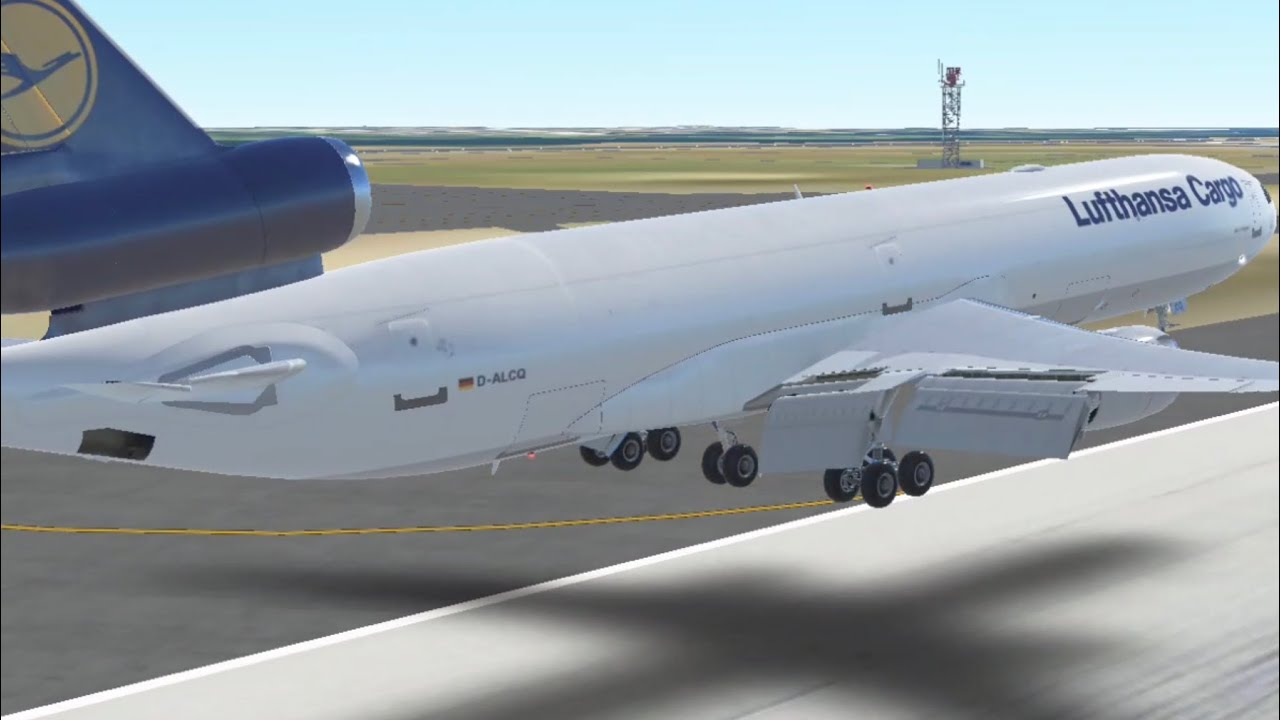 Bumpy landing and approach JFK New York Lufthansa cargo.