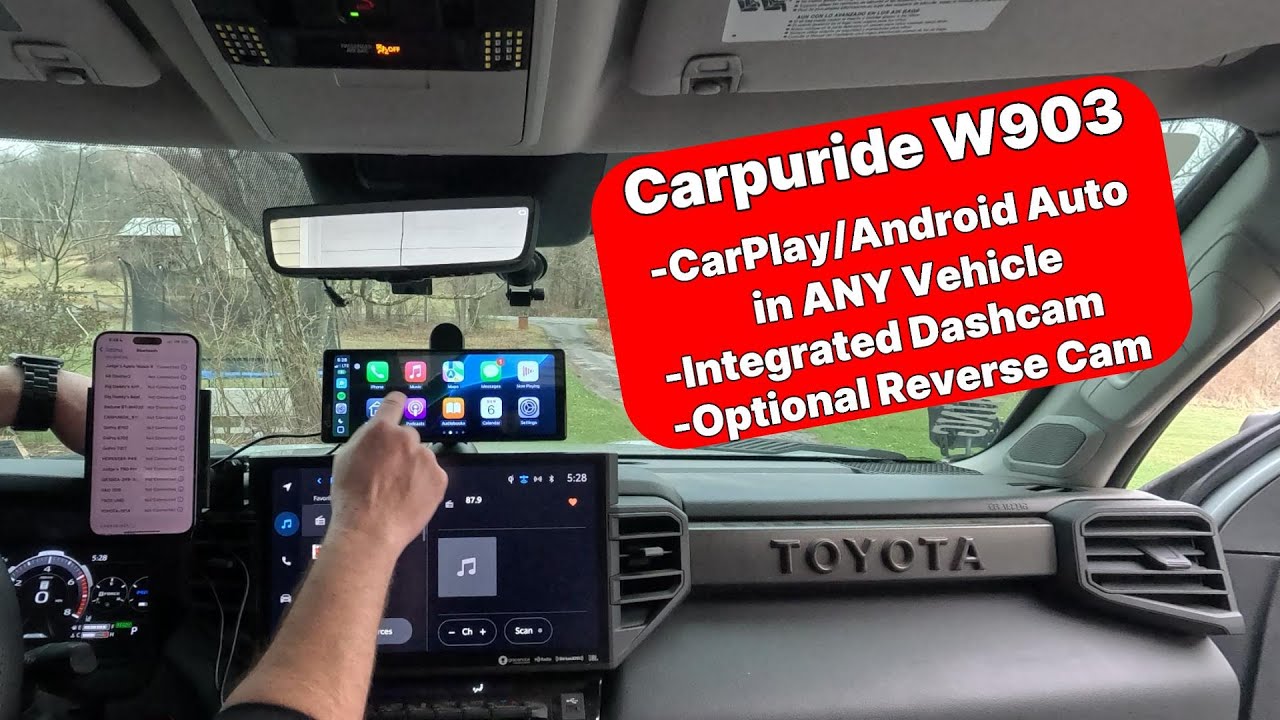 Carpuride W903, with 4k Integrated Dashcam and Reverse Camera.  CarPlay/Android Auto in ANY Vehicle!