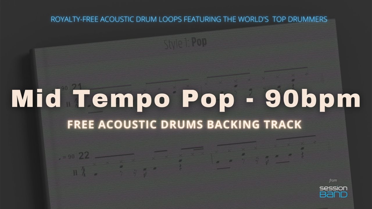 Free Acoustic Drums Backing Tracks: Mid Tempo Pop - 90bpm