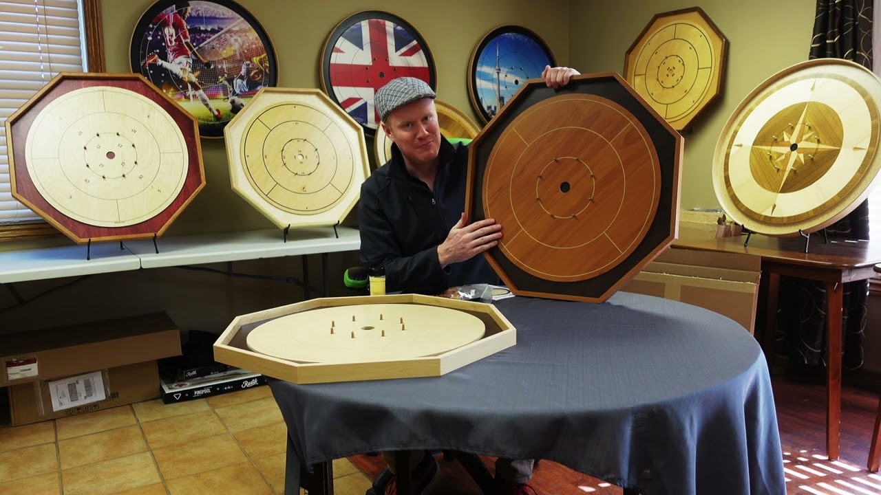 The Best Crokinole Board for Beginners! Cherry & Walnut Melamine Board Set - Made in Canada!