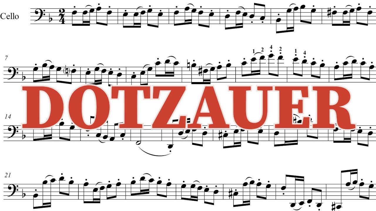 Dotzauer Cello Etude No. 13 from 113 Exercises Book 1 | Play Along Tutorial in Fast and Slow Tempo