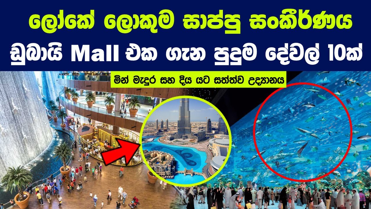 ලෝකේ ලොකුම සාප්පු සංකීර්ණය ඩුබායි Mall එක ගැන පිස්සු හැදෙන දේවල් 10ක් | The Dubai Mall