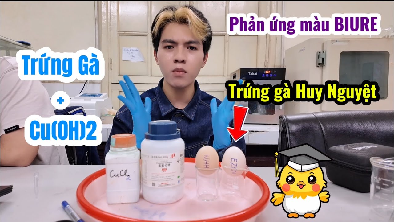 [HOÁ 12] Phản ứng màu BIURE - Trứng gà + Cu(OH)2 | elm zai chị Nguyệt