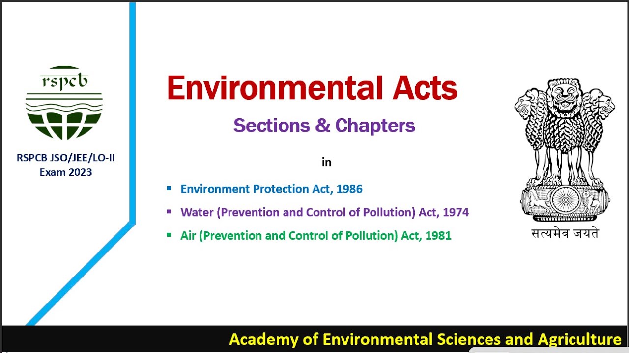 Chapters and sections of Environmental Acts I EPA 1986 I Water Act 1974 I Air Act 1981 I RSPCB I