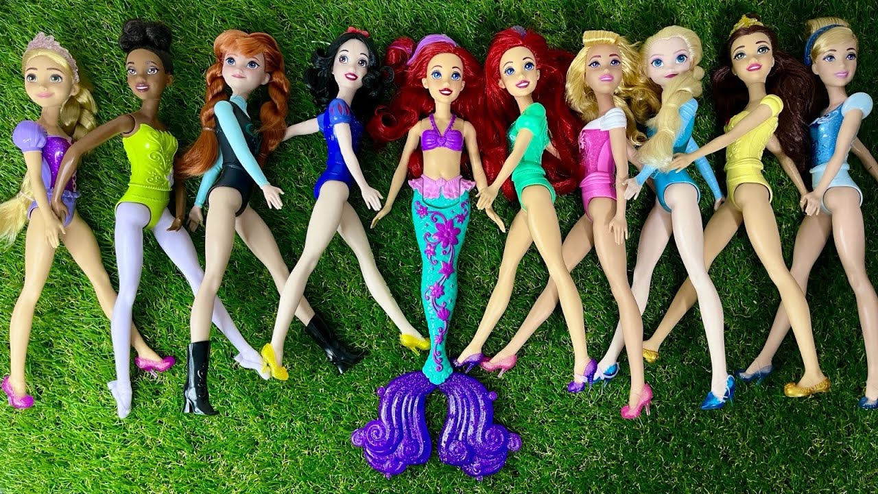 Disney Doll Collection | Frozen Elsa and Anna, Belle, Ariel | Unboxing Disney Mattel playset