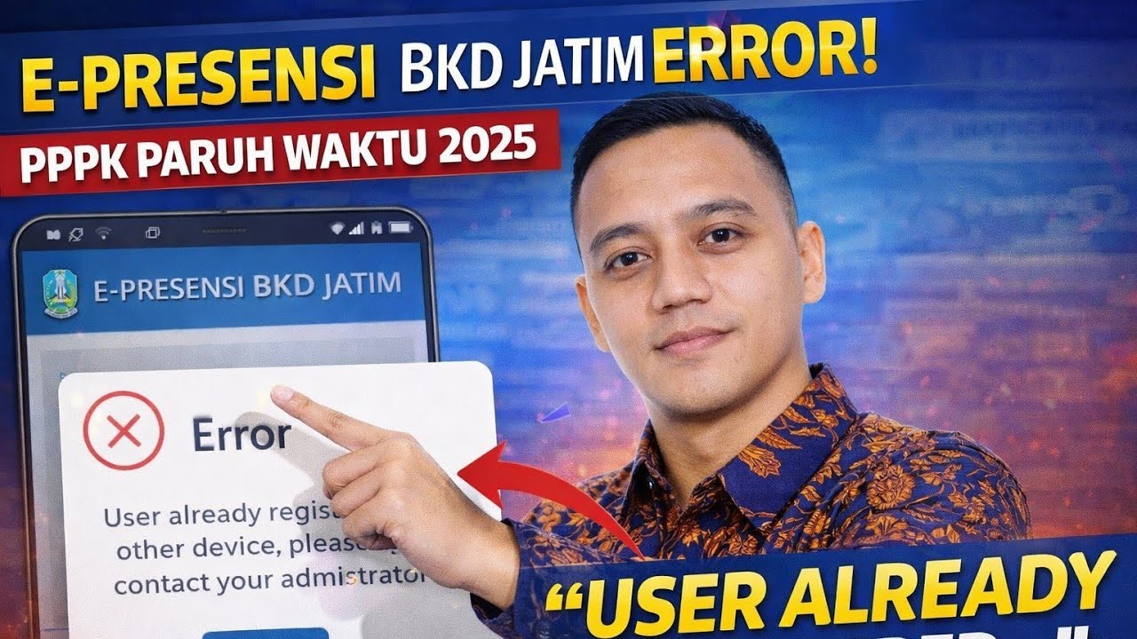 E-PRESENSI BKD JATIM ERROR! ❌ &ldquo;USER ALREADY REGISTERED WITH OTHER DEVICE&rdquo; | PPPK PARUH WAKTU 2025