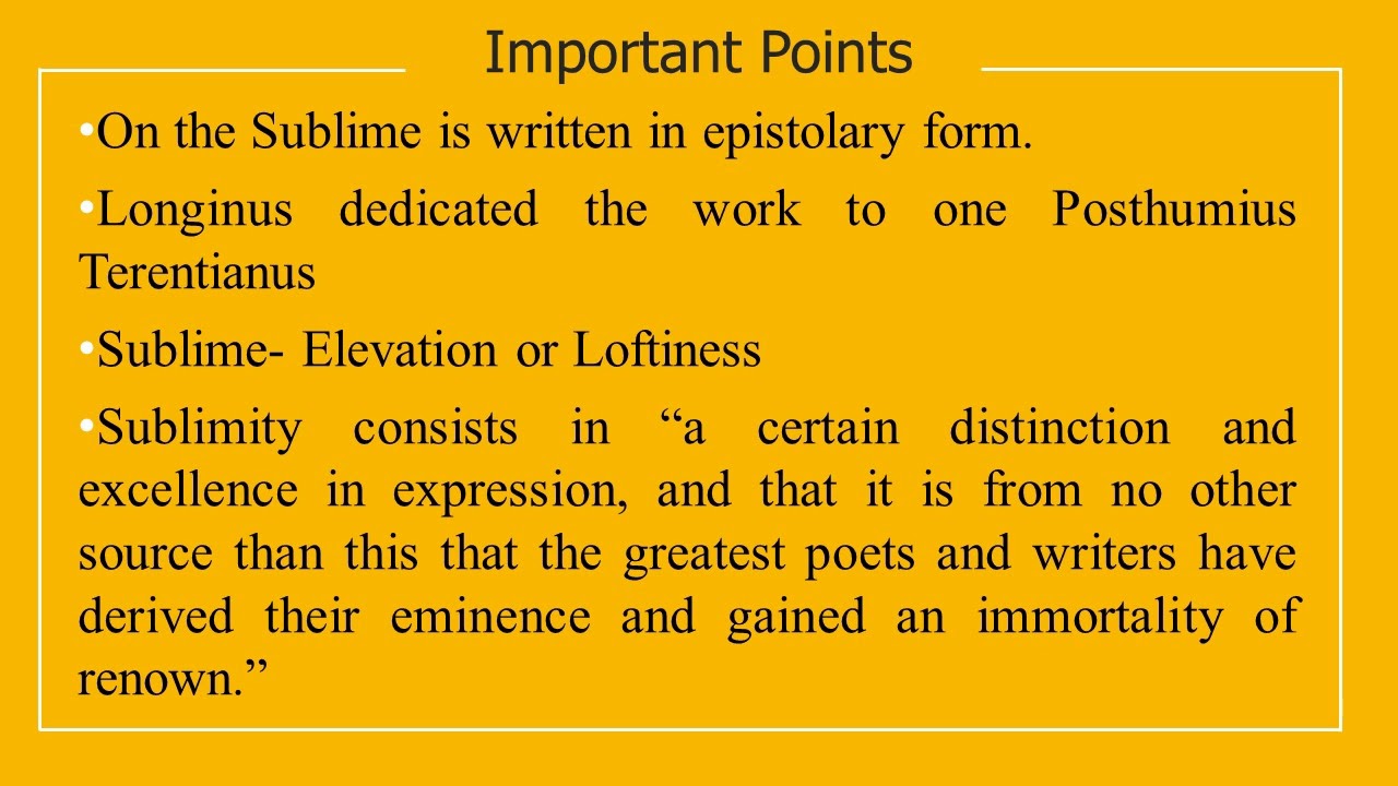 Longinus and On the Sublime