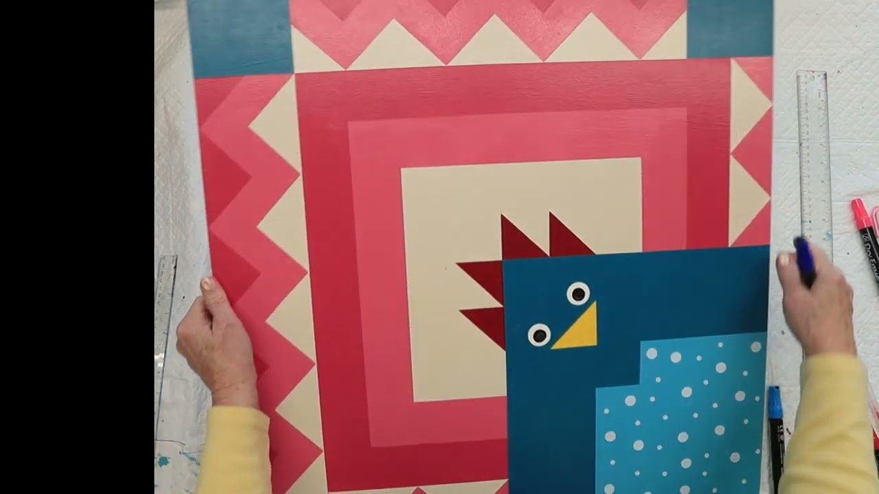 🐓🐓CHICKEN - BARN QUILT  🐔🐔HAPPY CHICKEN #Making small circles & eyes👀   Video #88