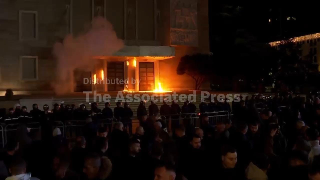 Scuffles at anti government protest in Tirana