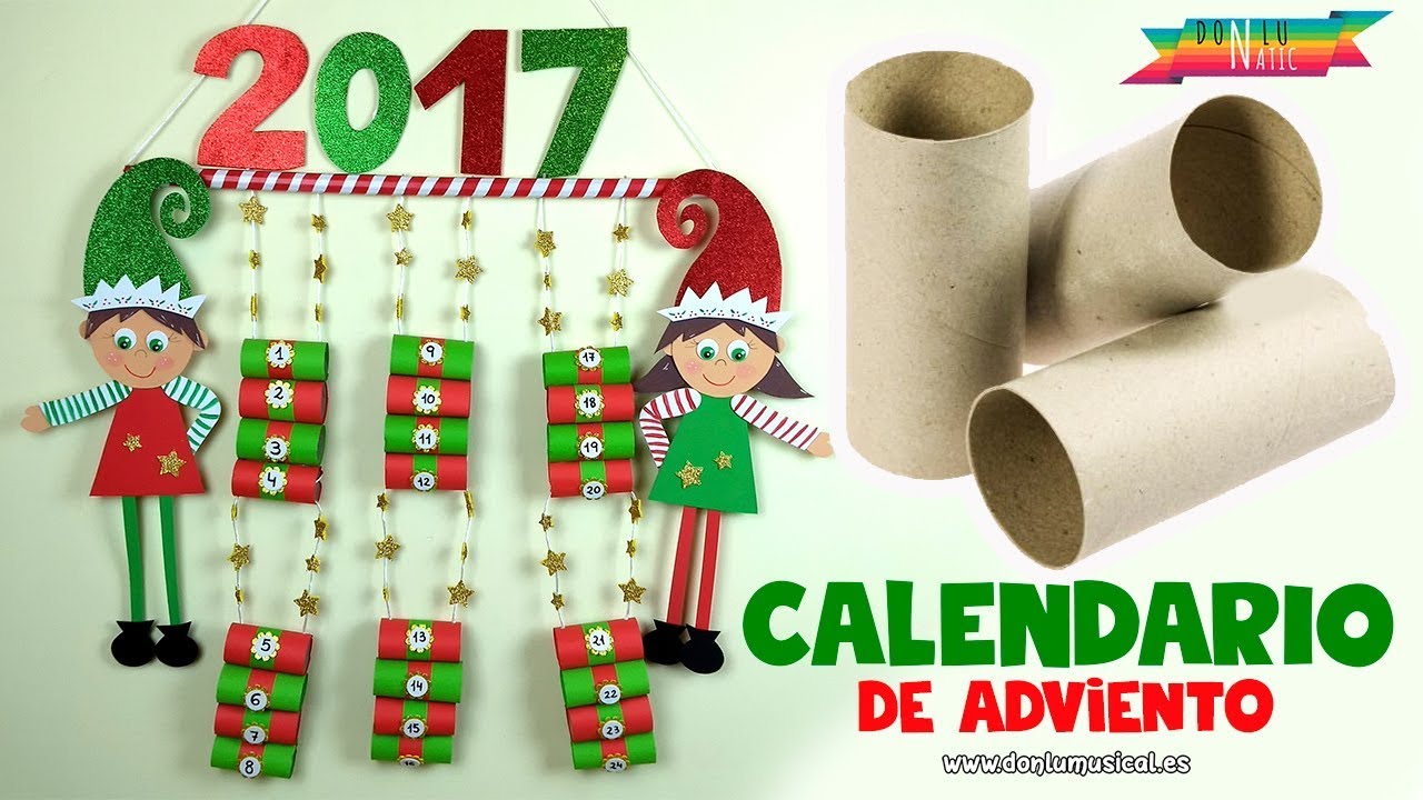 Calendario de Adviento con tubos de  papel higiénico
