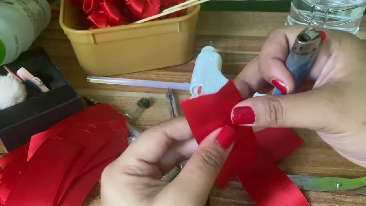 Dahlia flower using ribbon 