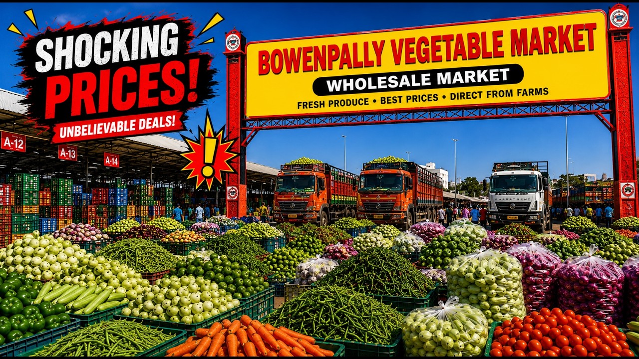 Today's Vegetable Prices in Hyderabad | Tomato, Green Chili, Okra, Brinjal | Bowenpally Market 06...
