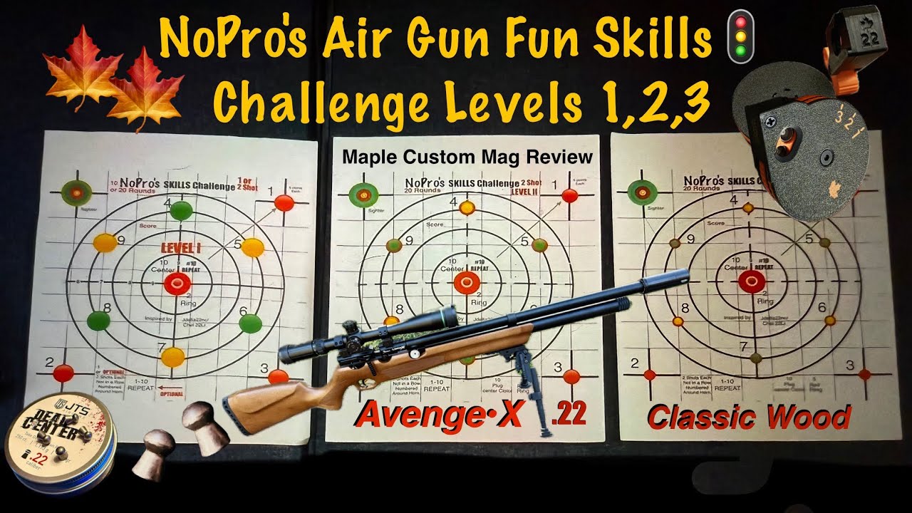 Avenge•X PCP Target Shooting Skills Challenge Levels 1,2,3 Shoot🚦Review: @maple_custom 🧐👍🏻👎🏻