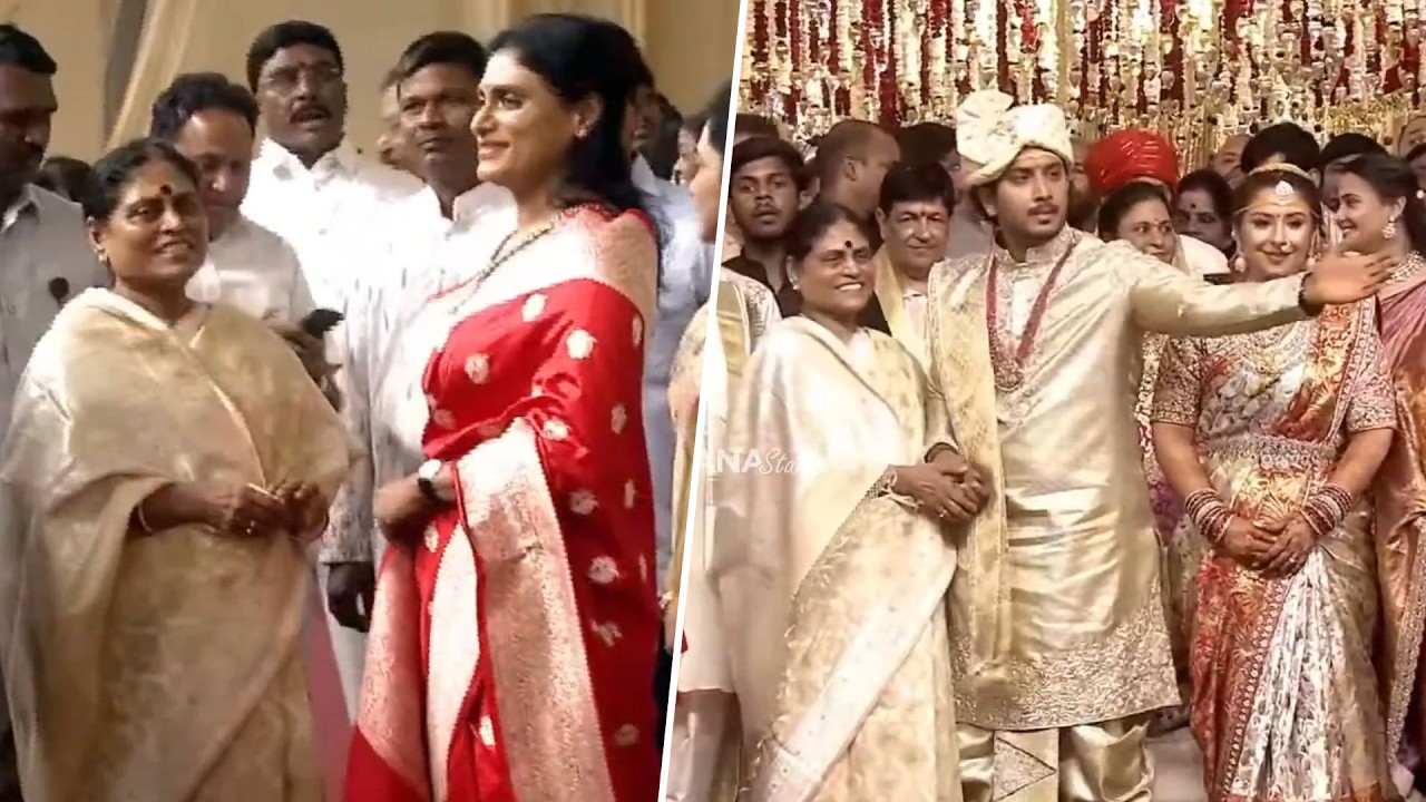 YS Sharmila and Vijayamma Visuals @ Bhatti Vikramarka Son Surya Vikramaditya Marriage