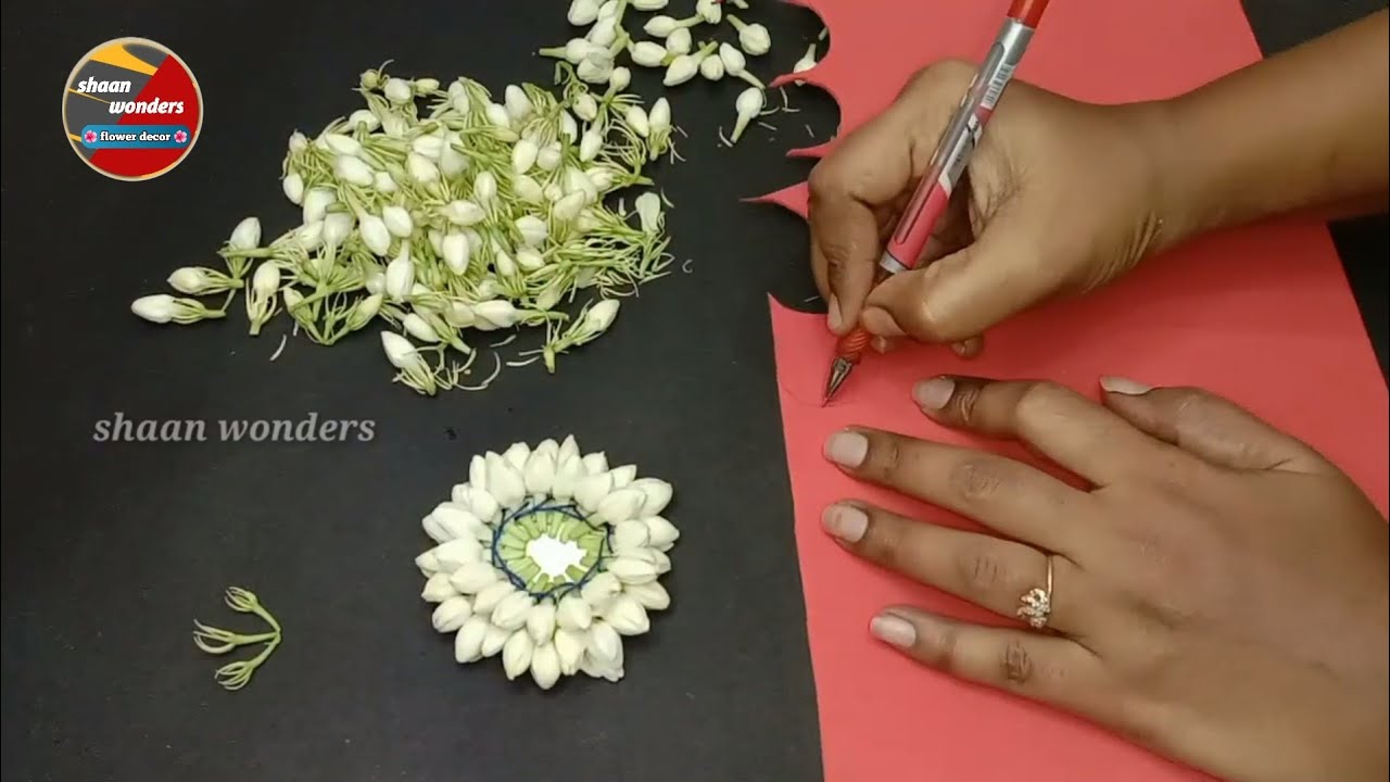 Bridal Poola Jada making /wedding Poola jada using jasmine flowers /How to make jasmine poola jada 🌺