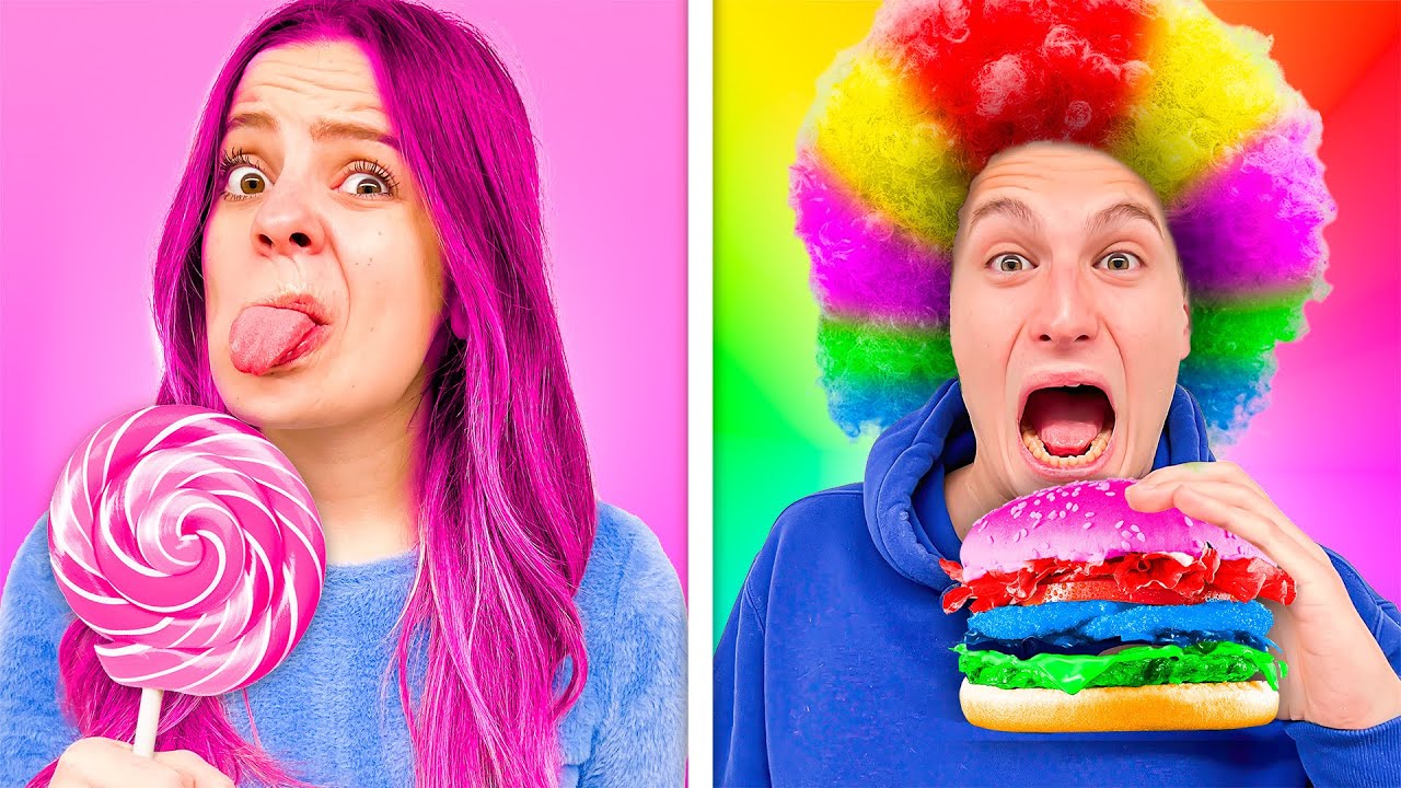 MANGIAMO SOLO CIBO DEL COLORE DEI NOSTRI CAPELLI PER 24 ORE! *CHALLENGE*