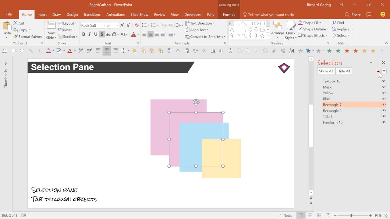 Расширенное руководство по PowerPoint для области выбора