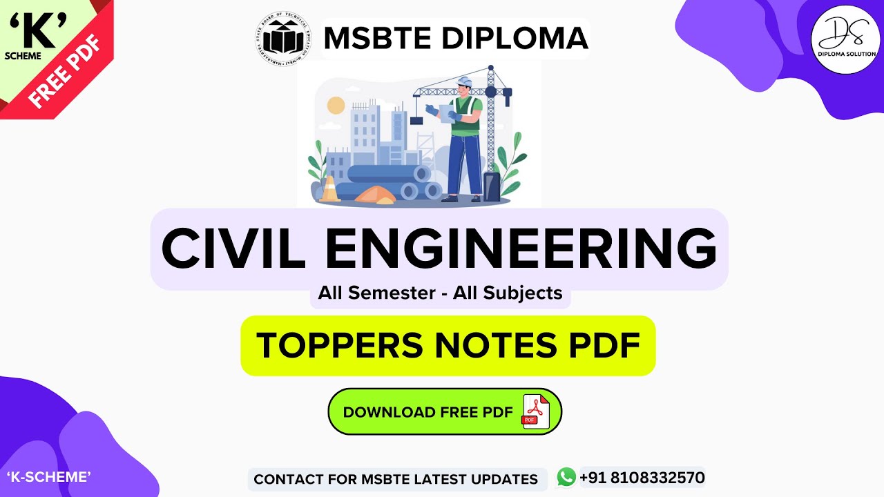 🔴 MSBTE Civil Engineering FREE Books/Notes PDF | All Subjects &lsquo;K&rsquo; Scheme Free PDF ✅