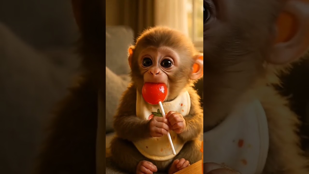 baby monkey first lollipop experience  stopsmiling 🤗🤗#shorts #shortvideo #trending #funny #comedy