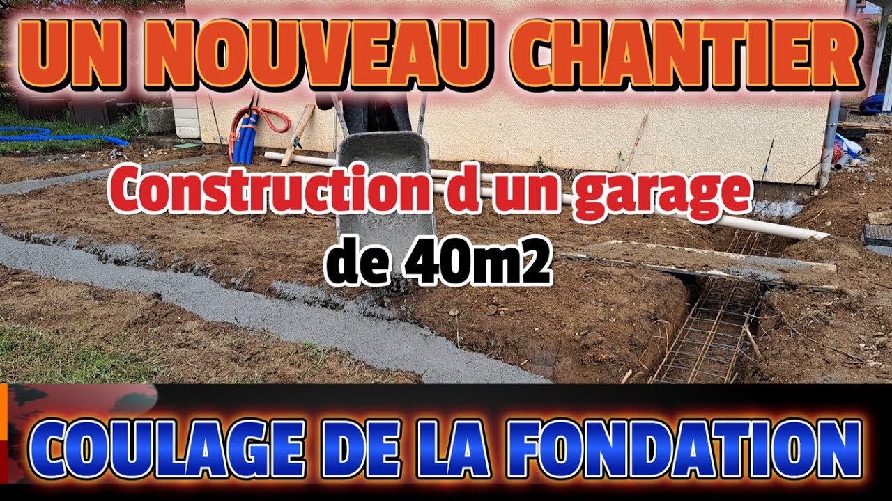 EP 1|Construction garage 40m2|Ferraillage et coulage de la fondation|Comment réaliser le ferraillage
