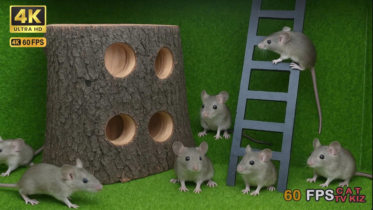 Cat TV for cats to watch 😺🐰 Easter fun with mice 🐿Cat games 4K HDR