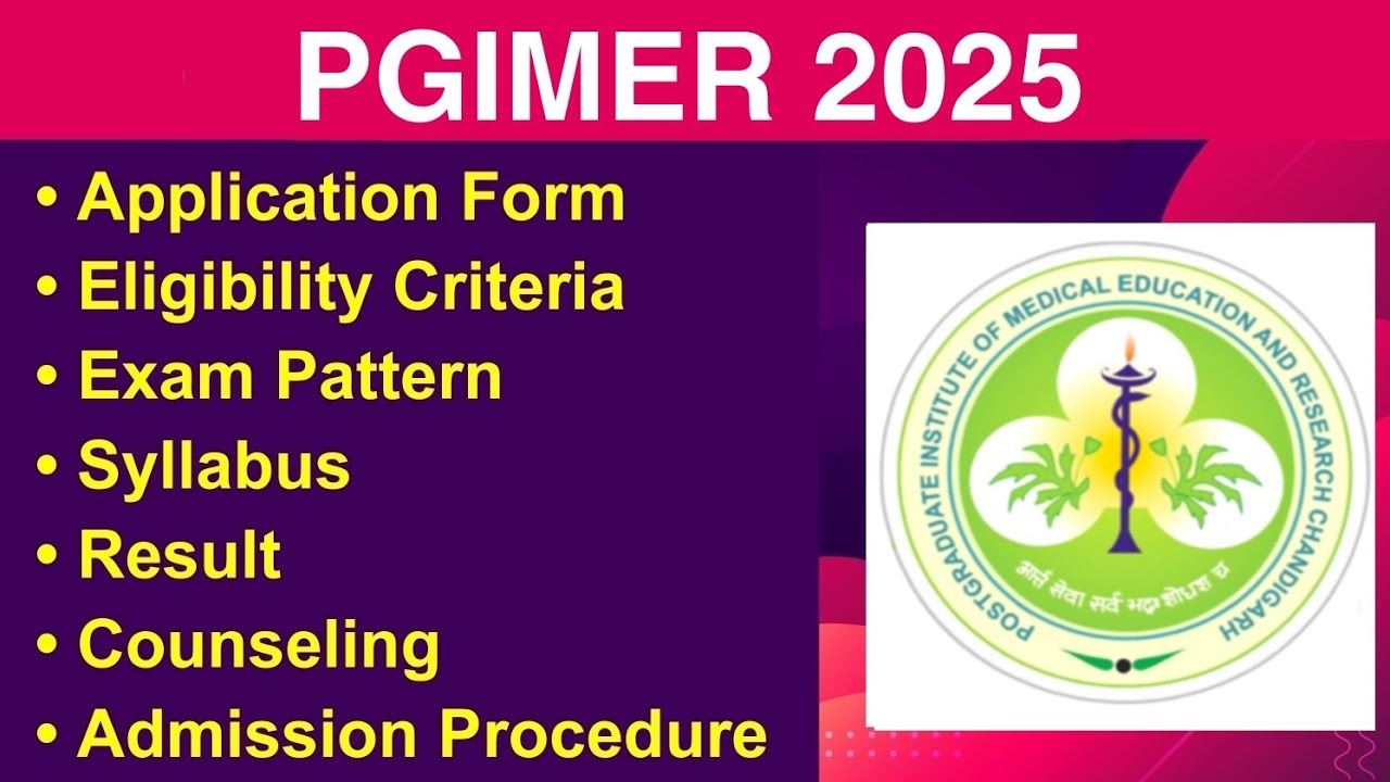 PGIMER 2025 - Eligibility Criteria, Exam Date, Application form, Syllabus, Exam Pattern, Counseling