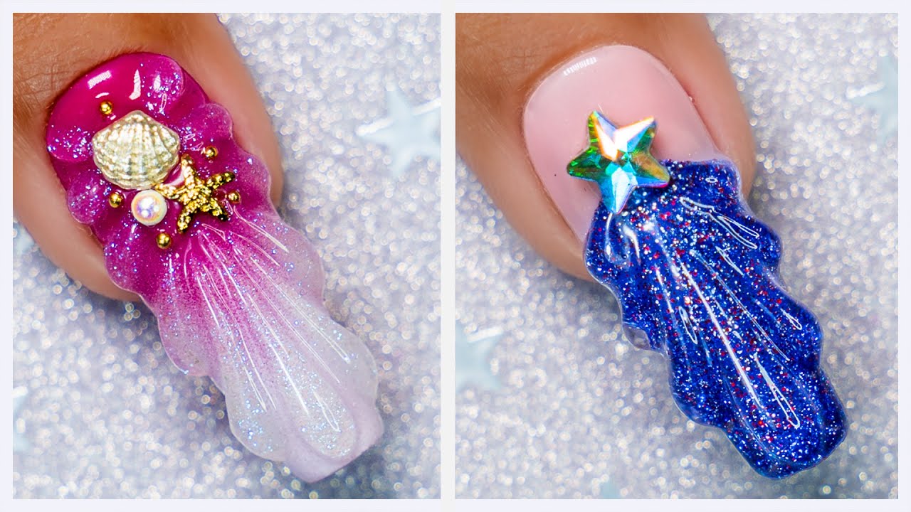 New 3D🐚Nail Art Using Hard Gel | Seashell Nail Design For Summer |Nail Tutorial