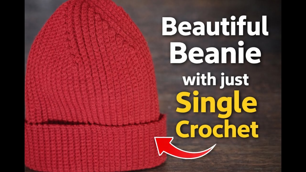 Beautifull winter beanie with single corchet | #crochet #beaniehat #fyp #shorts