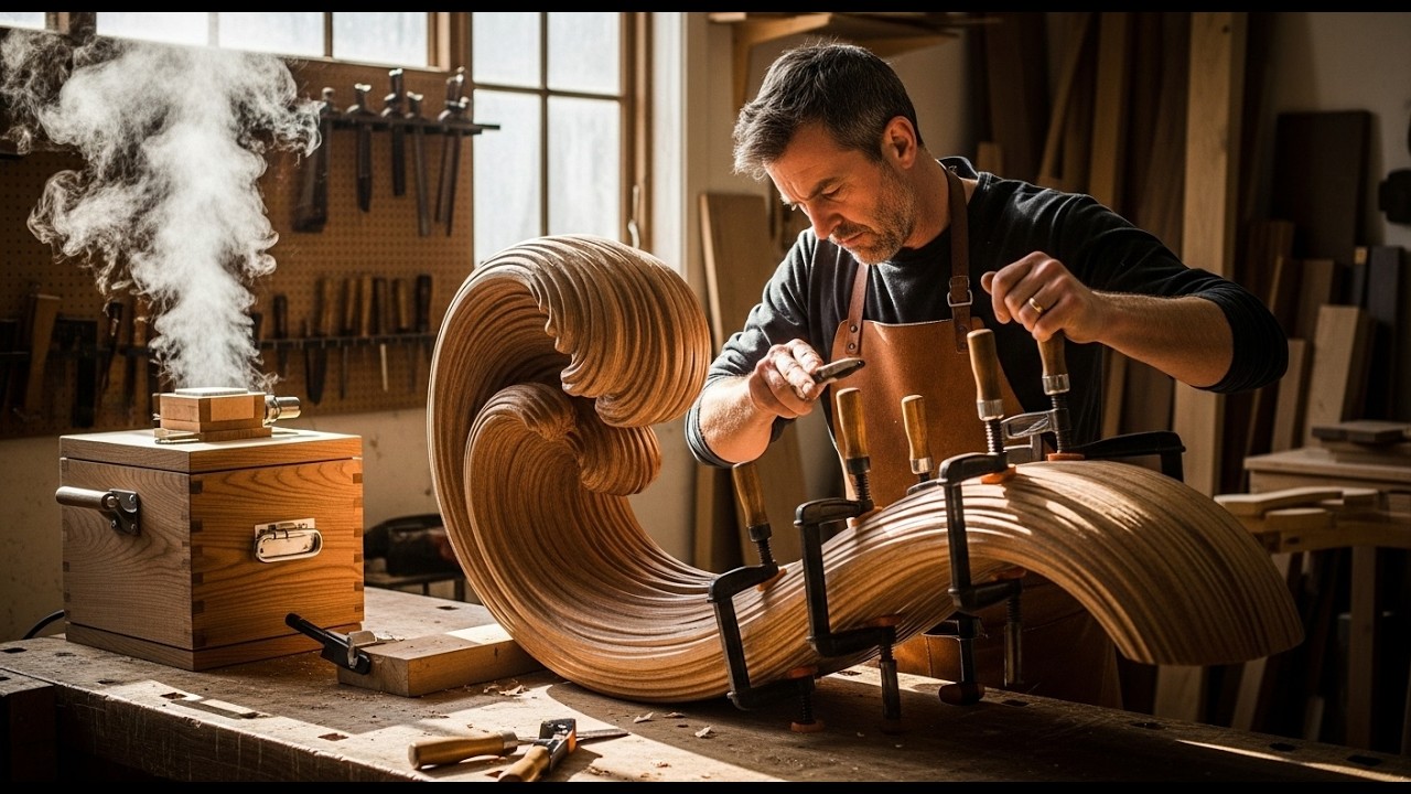 Master Craftsman || Building A Solid Wood Dining Table With Wave Shaped Wooden Rails